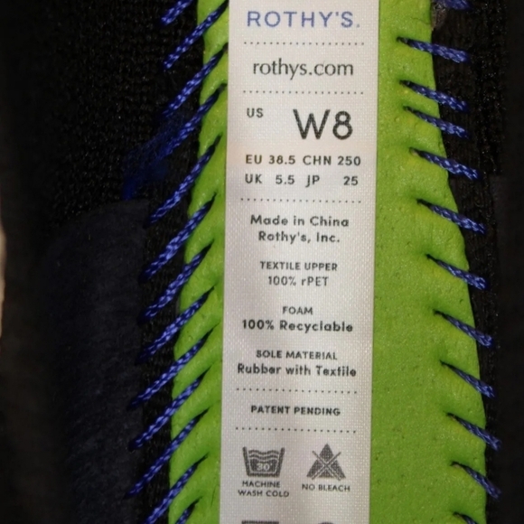 🔹️Rothy's🔹️ Womens 8 The Bow Point Black Knit Fabric Slip On Ballet Flats NWOT - Picture 3 of 5